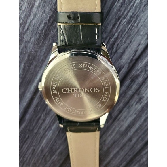 Chronos Japan Movement Tuxedo Black Roman Dial Mens T Cocktail Time Watch NIB - Picture 6 of 7